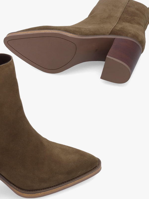 Alpe Apoint Brown Suede Block Heel Ankle Boots