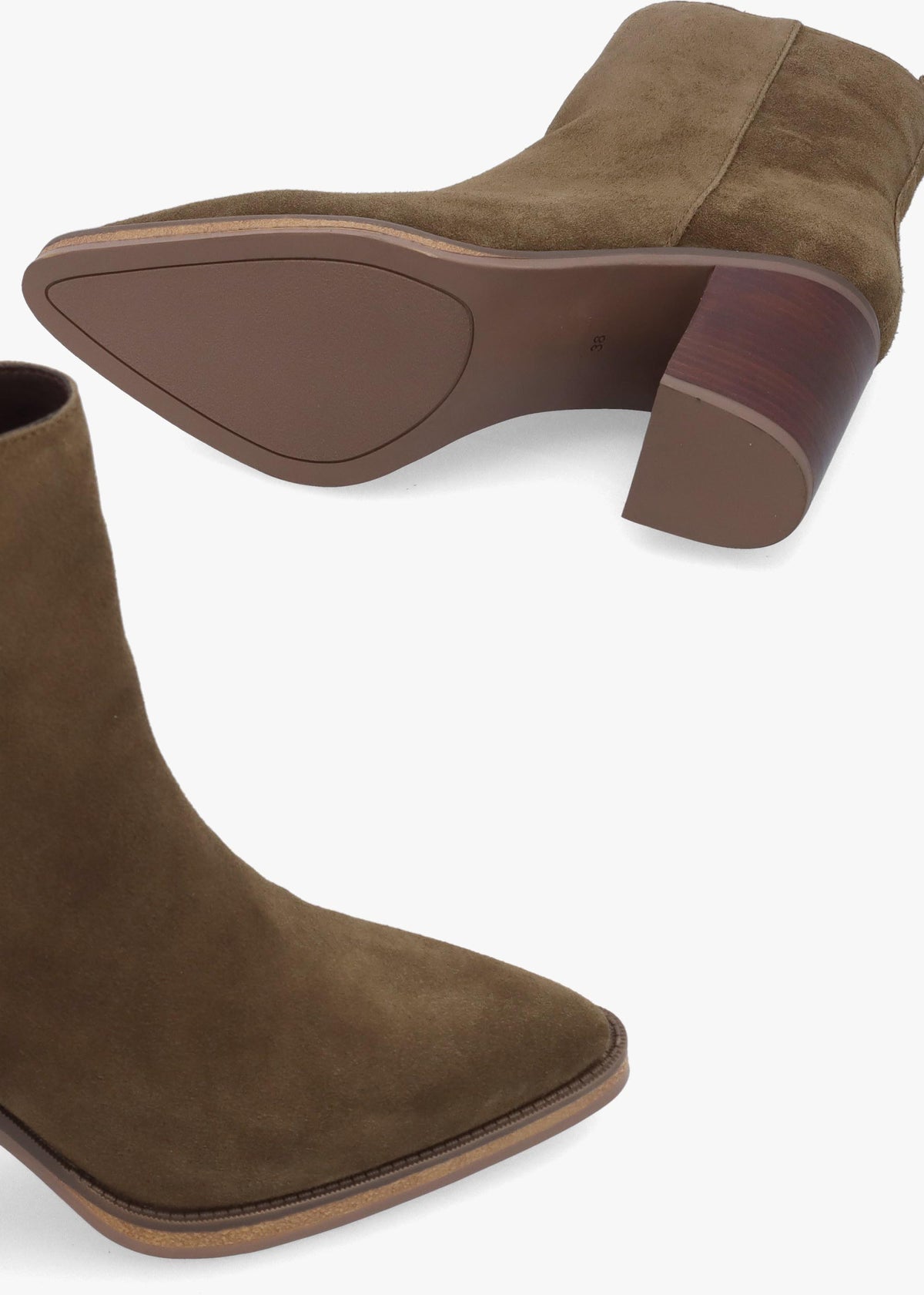 Alpe Apoint Brown Suede Block Heel Ankle Boots