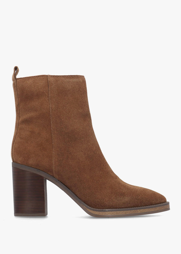 Alpe Apoint Tan Suede Block Heel Ankle Boots