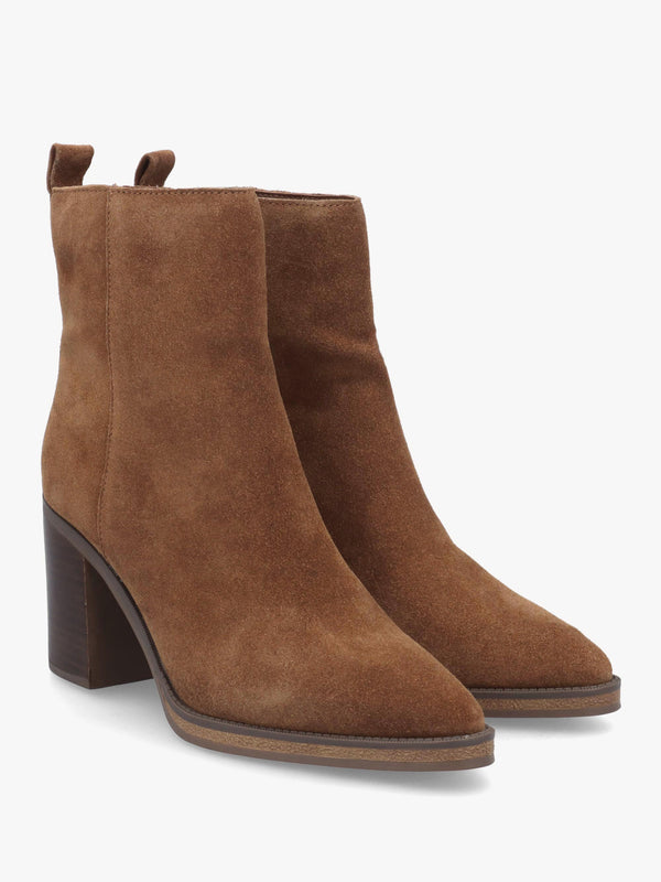 Alpe Apoint Tan Suede Block Heel Ankle Boots