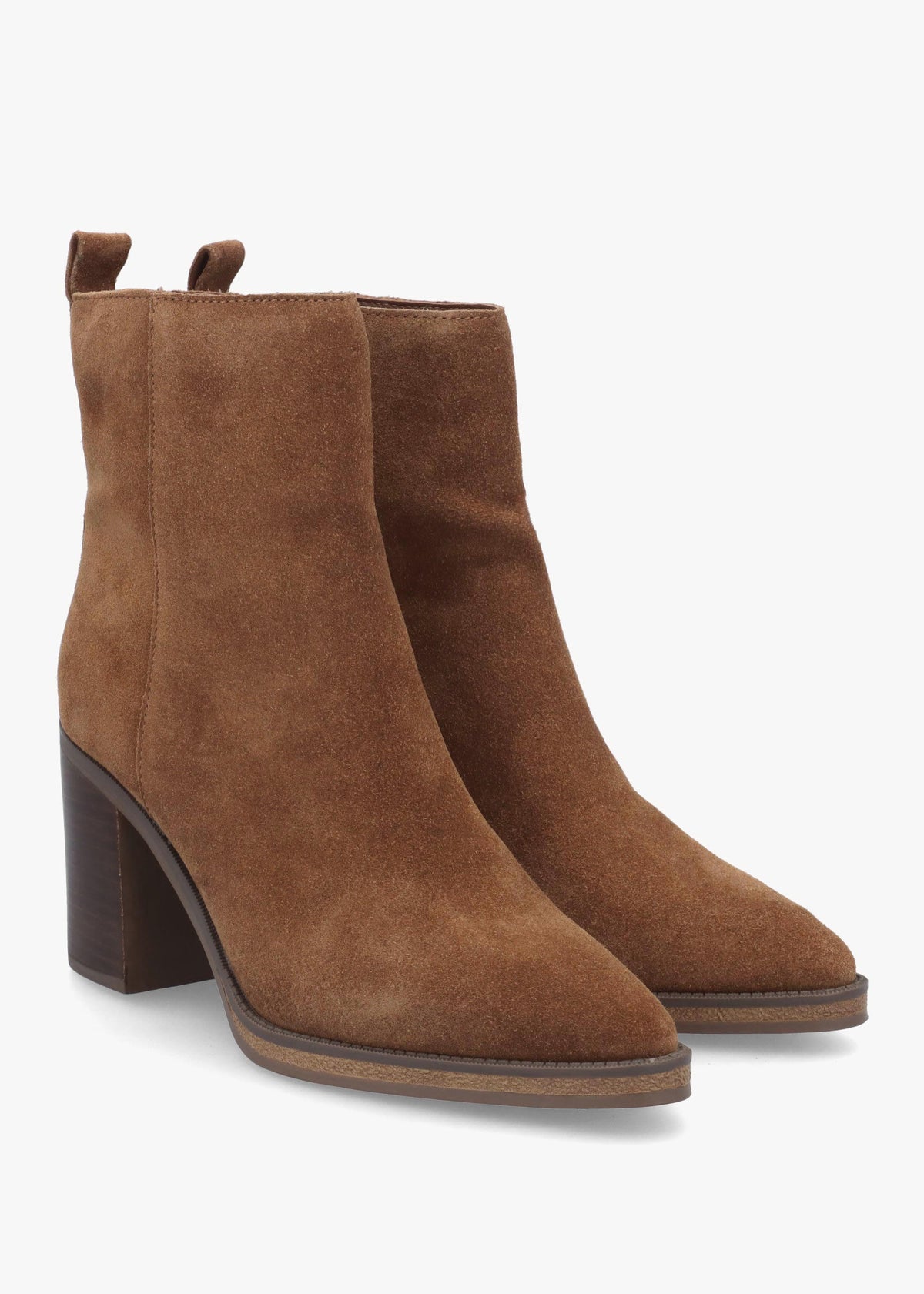 Alpe Apoint Tan Suede Block Heel Ankle Boots