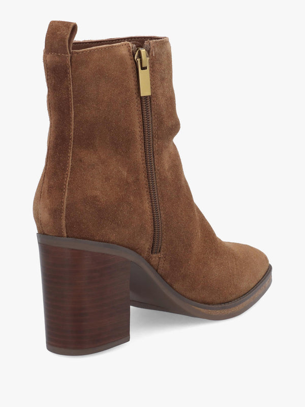 Alpe Apoint Tan Suede Block Heel Ankle Boots
