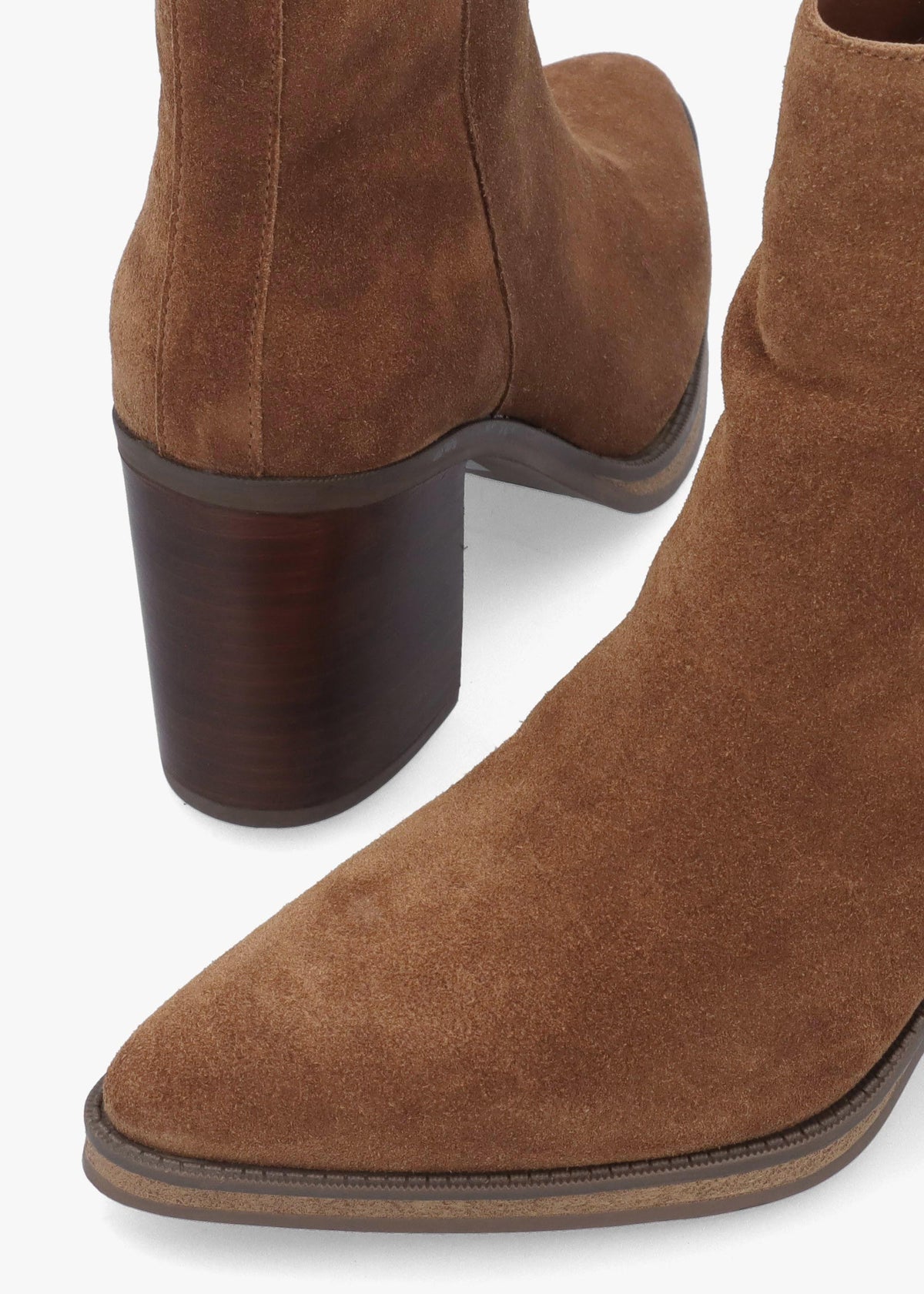Alpe Apoint Tan Suede Block Heel Ankle Boots
