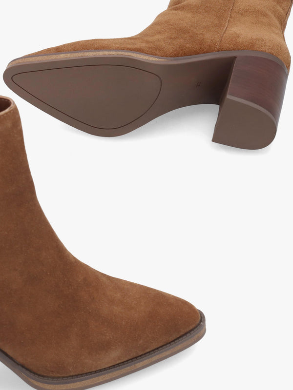 Alpe Apoint Tan Suede Block Heel Ankle Boots