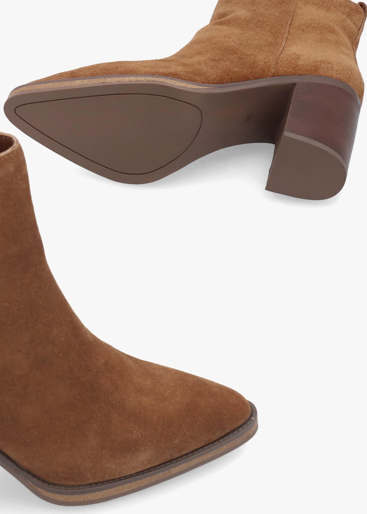 Alpe Apoint Tan Suede Block Heel Ankle Boots