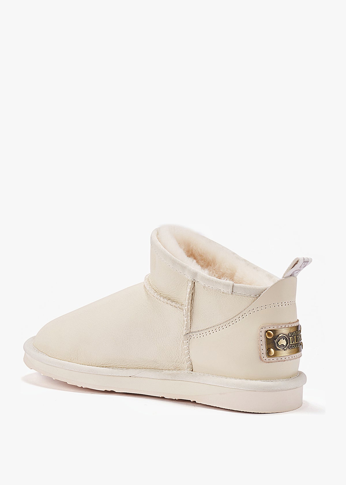 Angel Embellished White Leather Sheepskin Ankle Boots