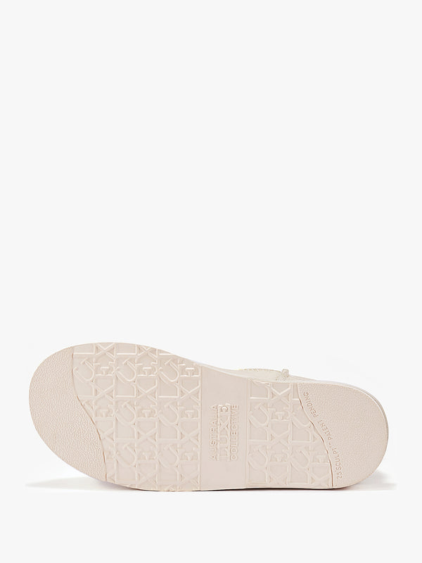 Angel Embellished White Leather Sheepskin Ankle Boots