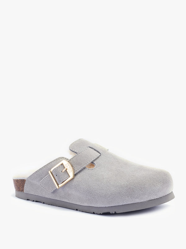 Berlin Grey Suede Sheepskin Closed Toe Mule