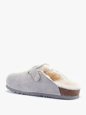 Berlin Grey Suede Sheepskin Closed Toe Mule