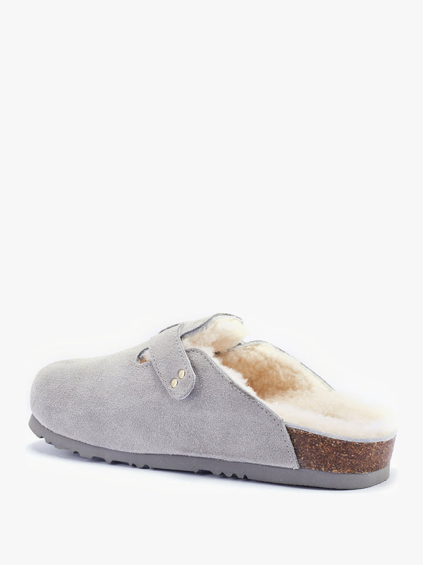 Berlin Grey Suede Sheepskin Closed Toe Mule