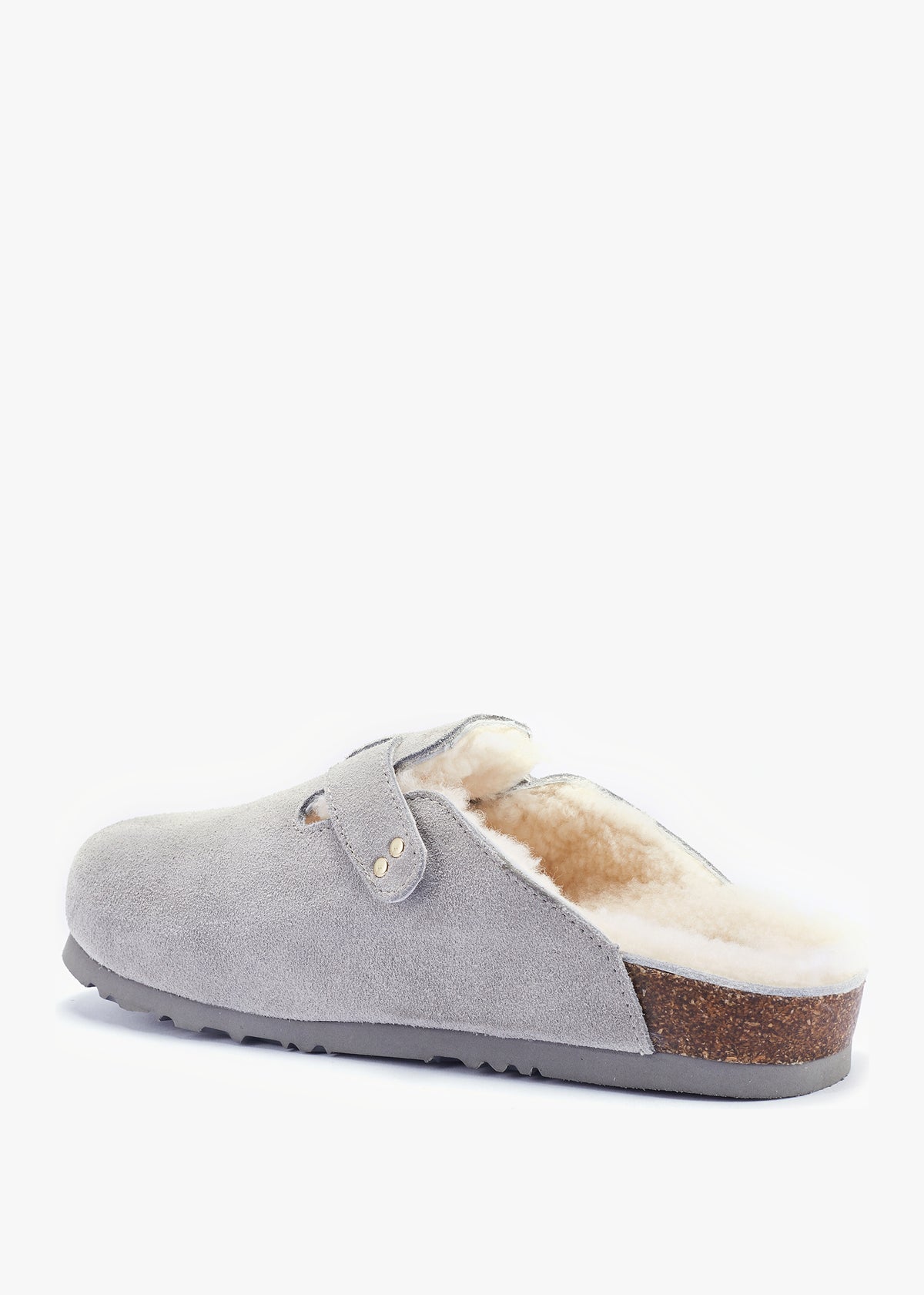 Berlin Grey Suede Sheepskin Closed Toe Mule