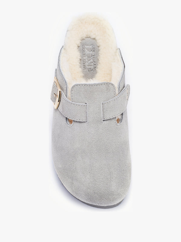 Berlin Grey Suede Sheepskin Closed Toe Mule