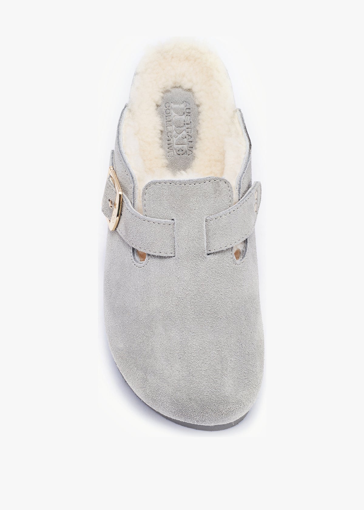 Berlin Grey Suede Sheepskin Closed Toe Mule