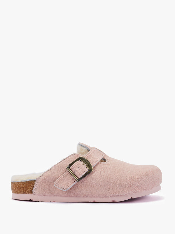 Berlin Pink Suede Sheepskin Closed Toe Mule