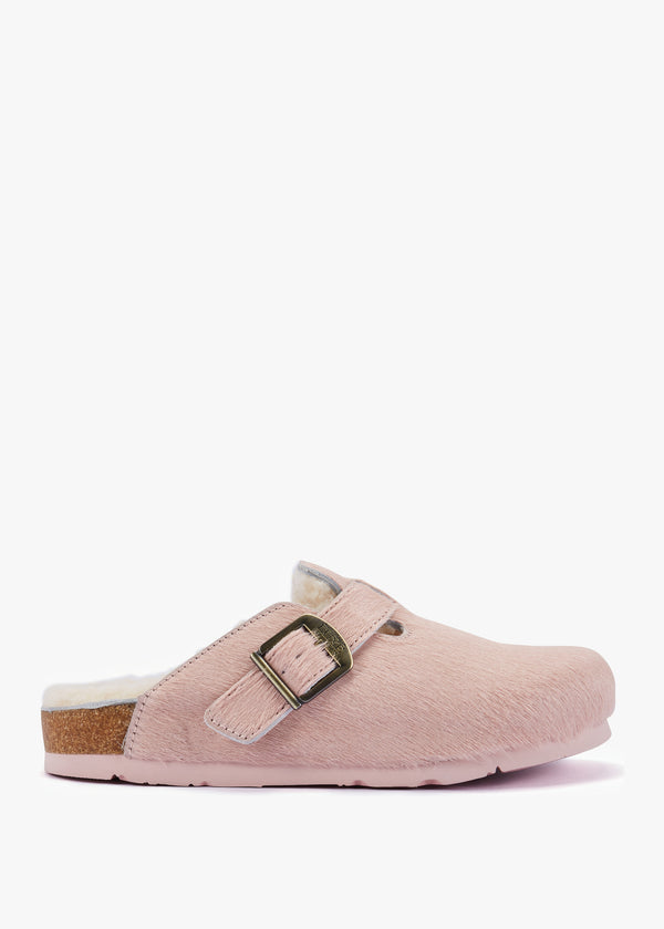 Berlin Pink Suede Sheepskin Closed Toe Mule