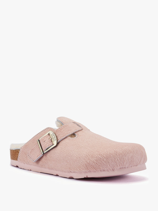 Berlin Pink Suede Sheepskin Closed Toe Mule