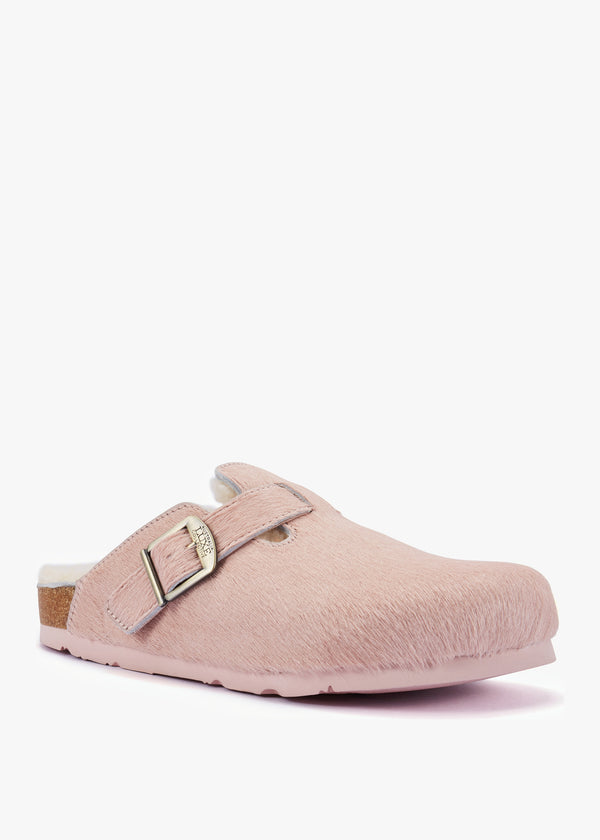 Berlin Pink Suede Sheepskin Closed Toe Mule