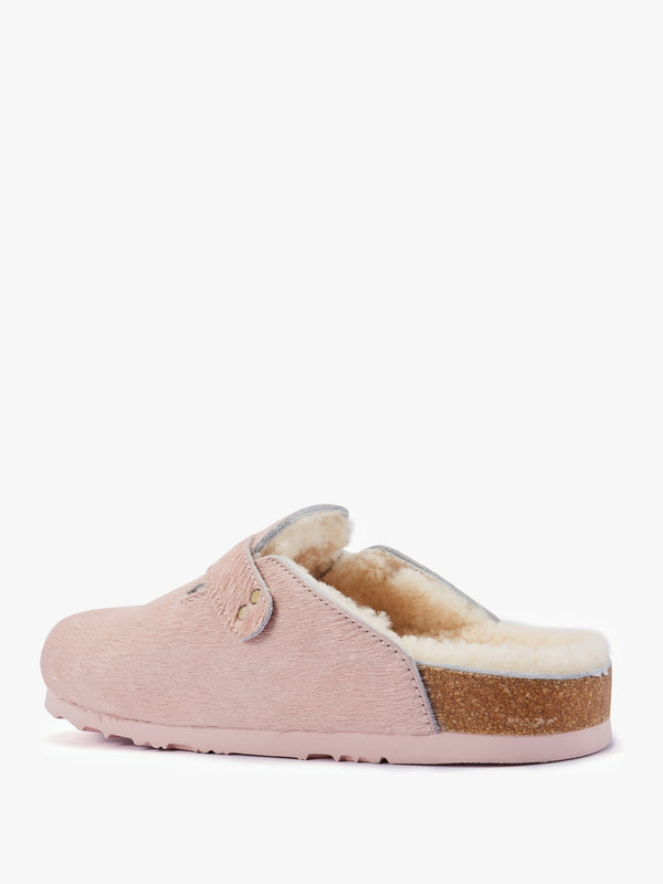Berlin Pink Suede Sheepskin Closed Toe Mule