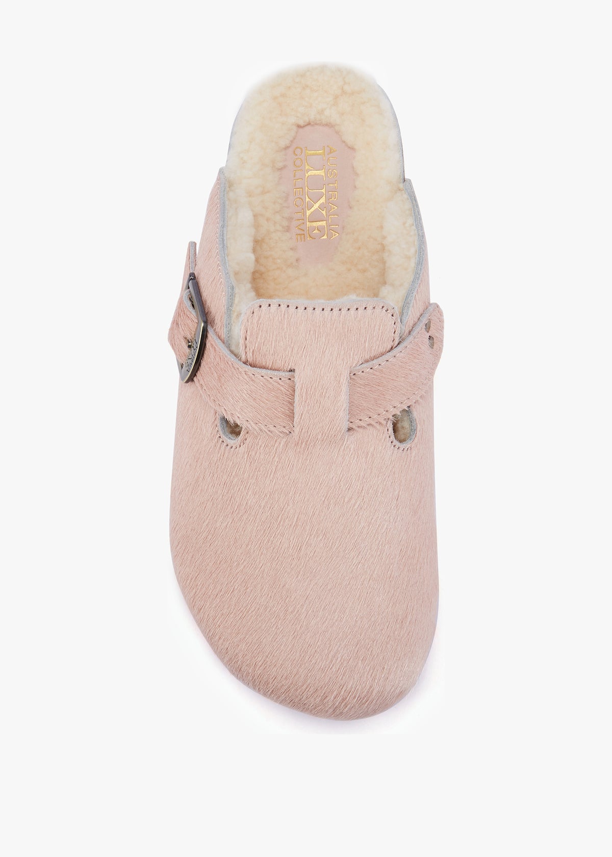 Berlin Pink Suede Sheepskin Closed Toe Mule