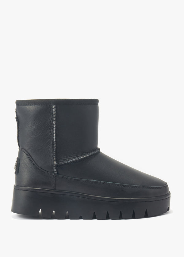 Class Grey Leather Chunky Sole Ankle Boots