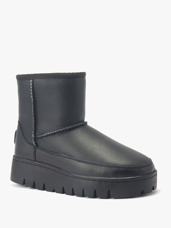 Class Grey Leather Chunky Sole Ankle Boots