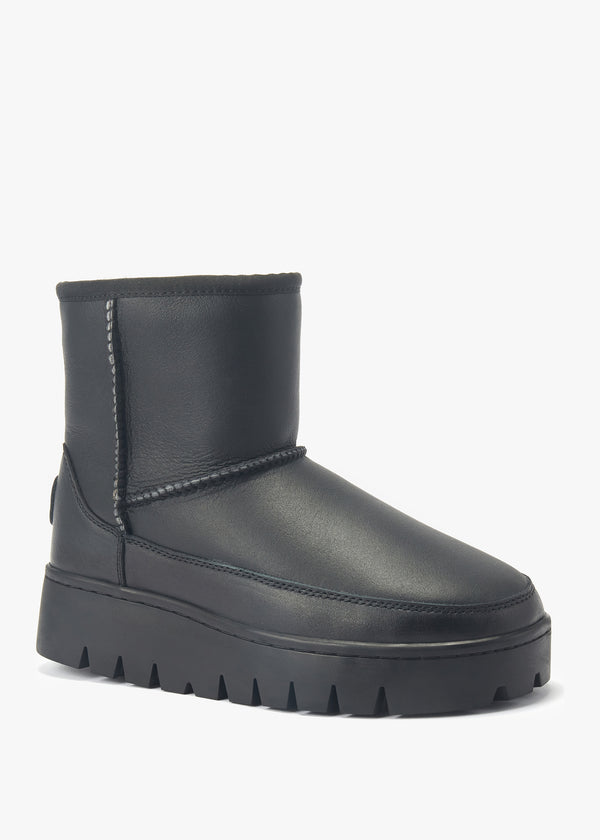Class Grey Leather Chunky Sole Ankle Boots