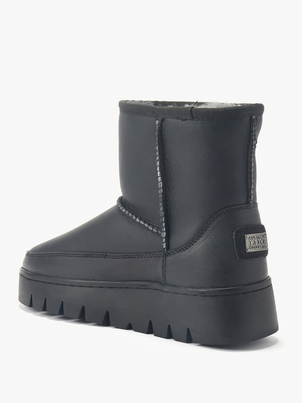 Class Grey Leather Chunky Sole Ankle Boots