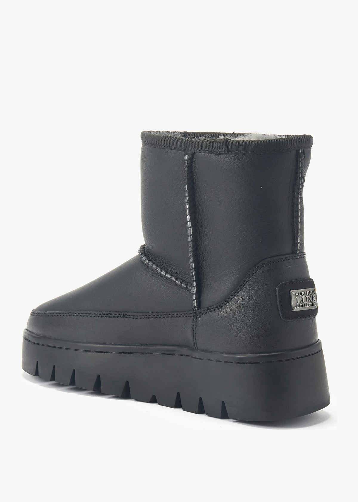 Class Grey Leather Chunky Sole Ankle Boots