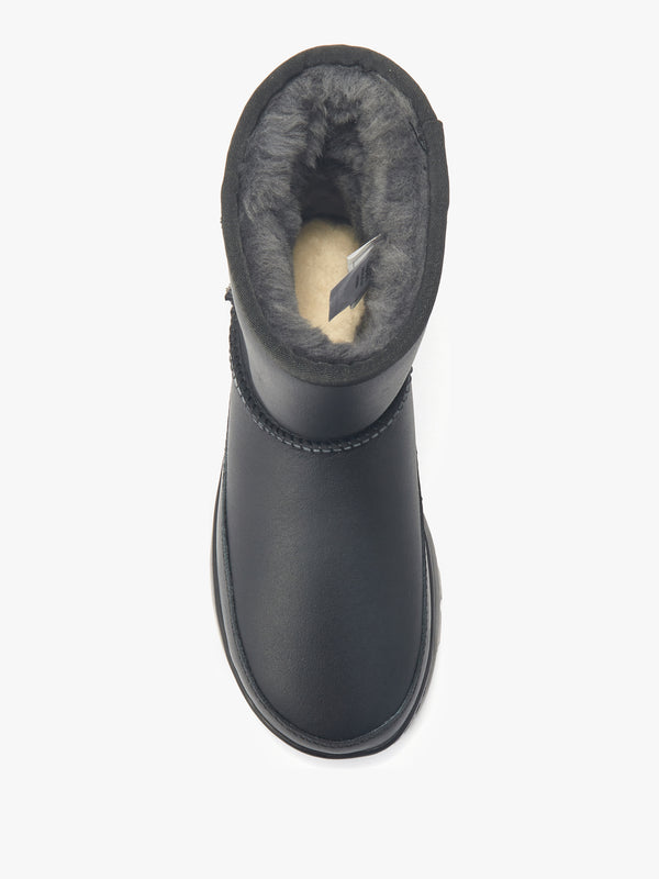 Class Grey Leather Chunky Sole Ankle Boots