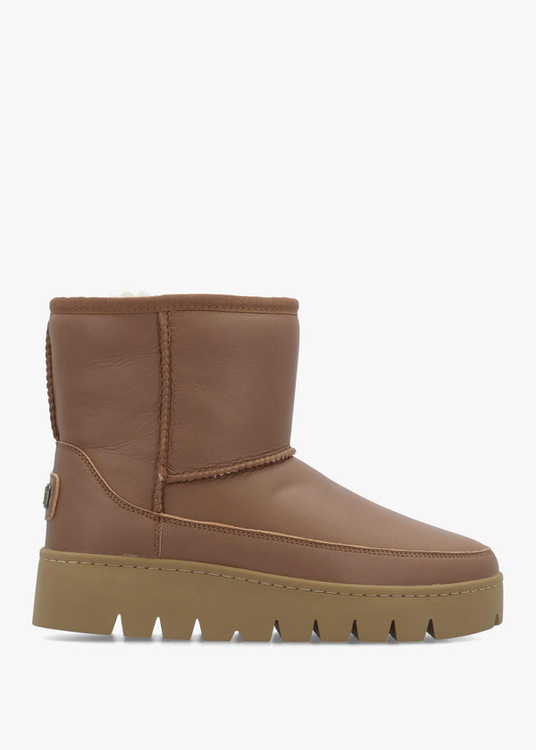 Class Tan Leather Platform Ankle Boots