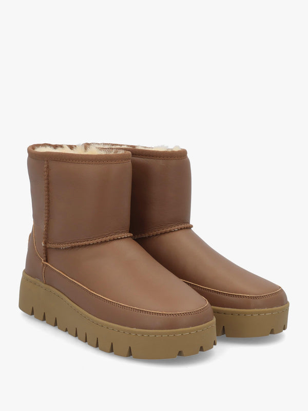Class Tan Leather Platform Ankle Boots