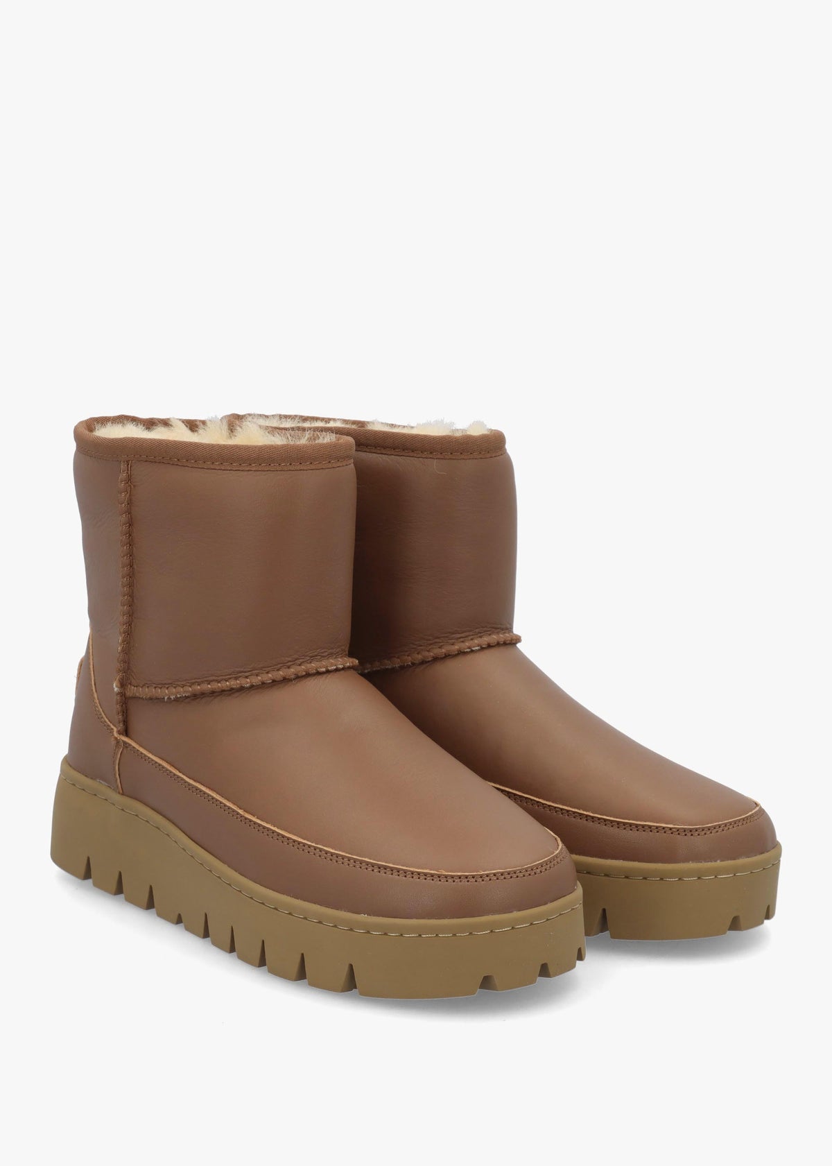 Class Tan Leather Platform Ankle Boots