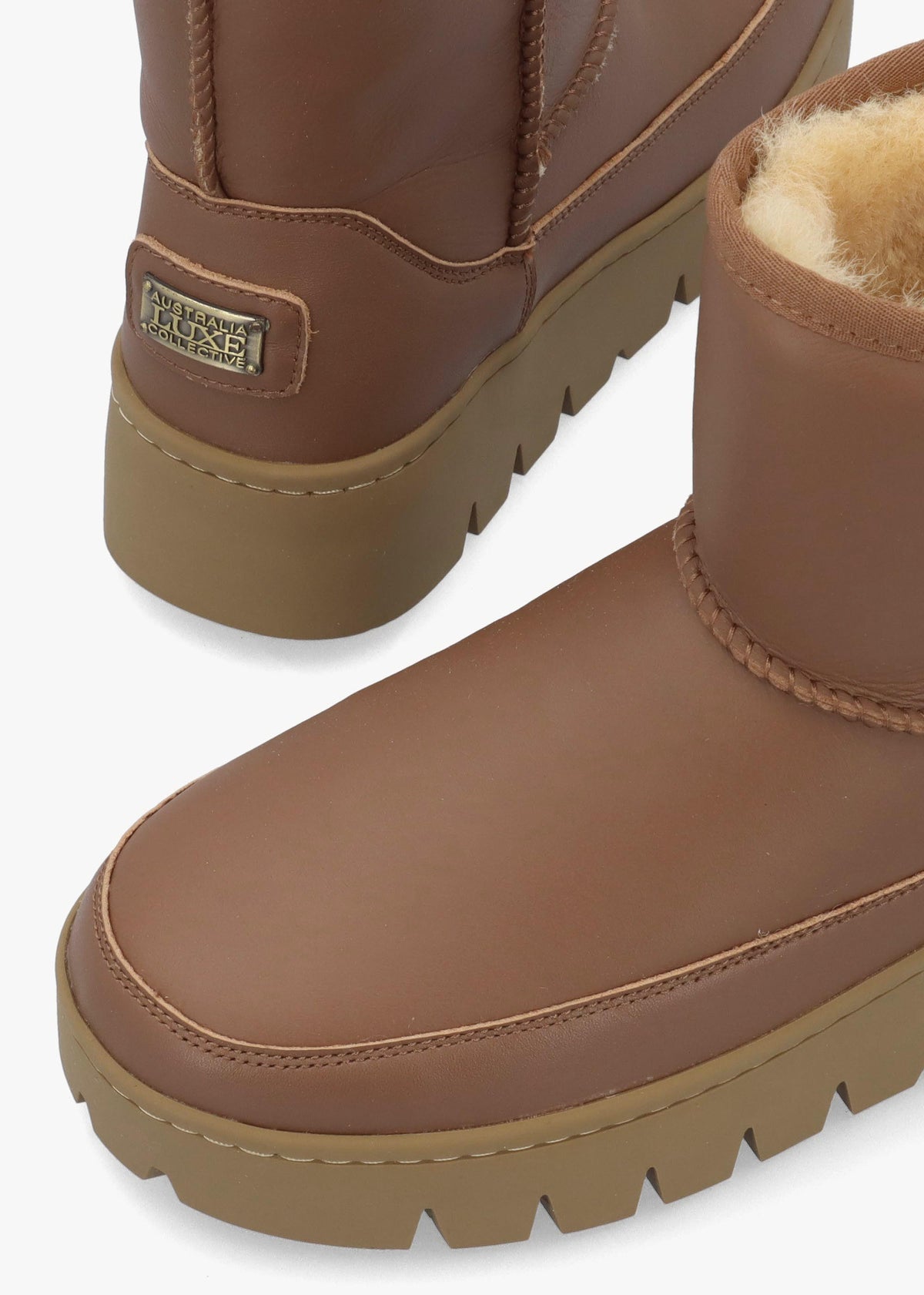 Class Tan Leather Platform Ankle Boots