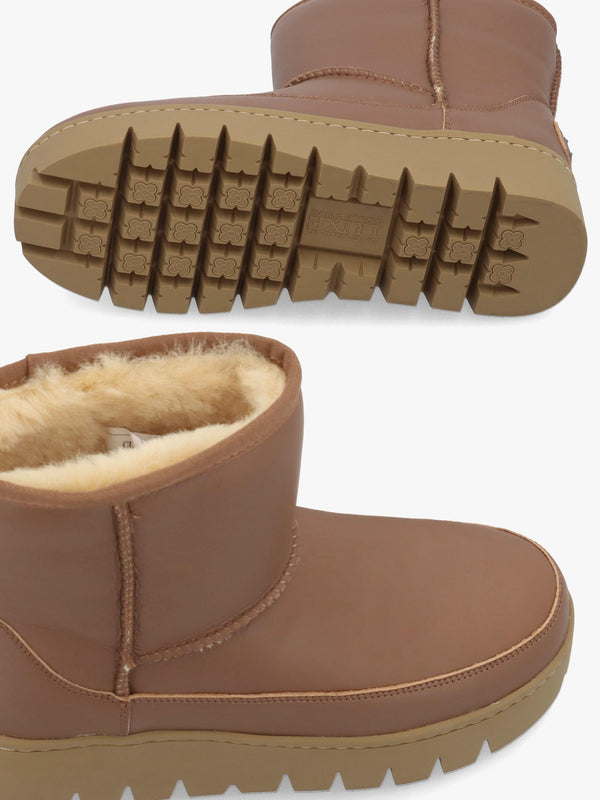 Class Tan Leather Platform Ankle Boots