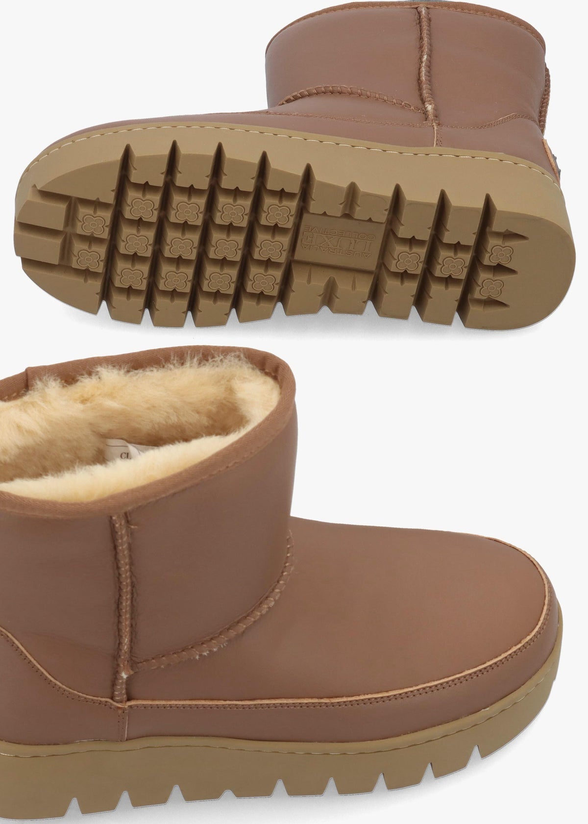 Class Tan Leather Platform Ankle Boots