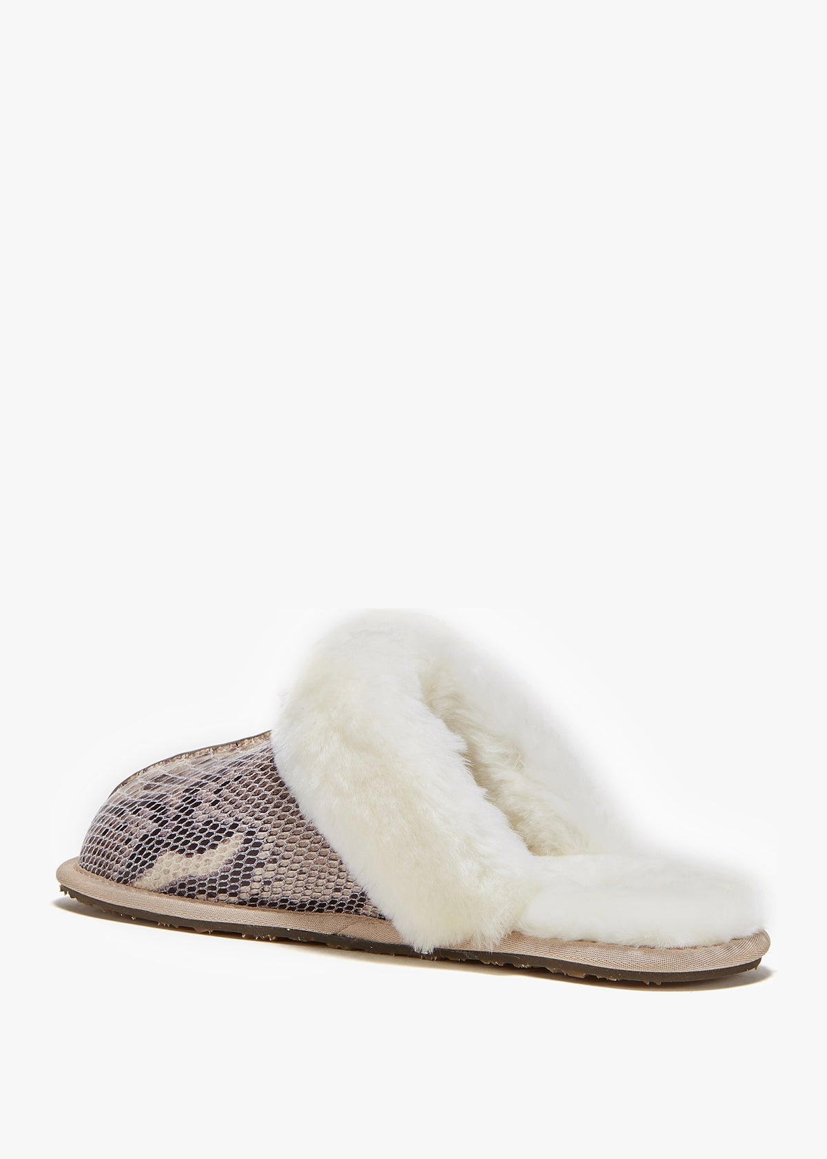 Beige Reptile Closed Toe Mule Slippers