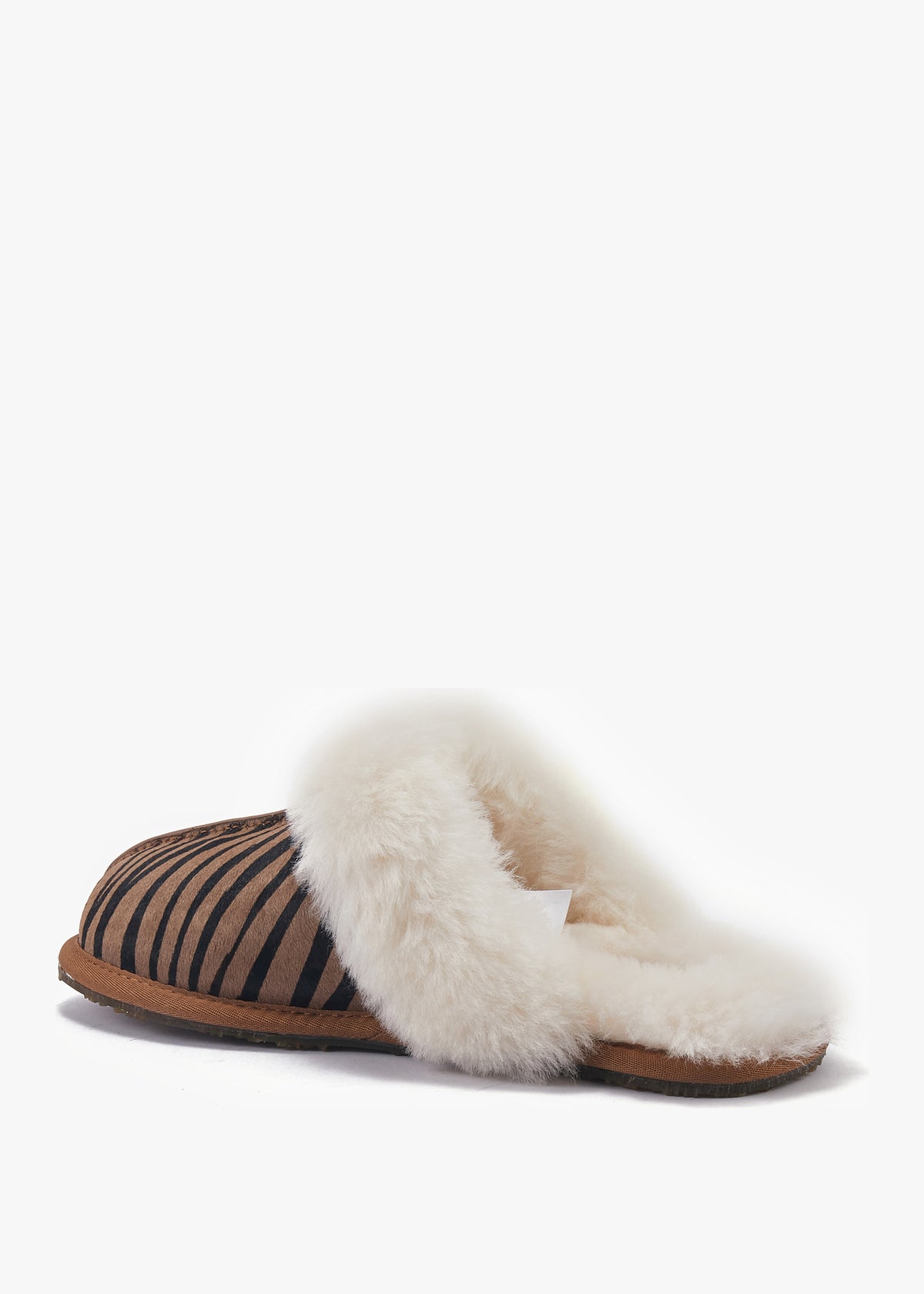 Tan Zebra Closed Toe Mule Slippers