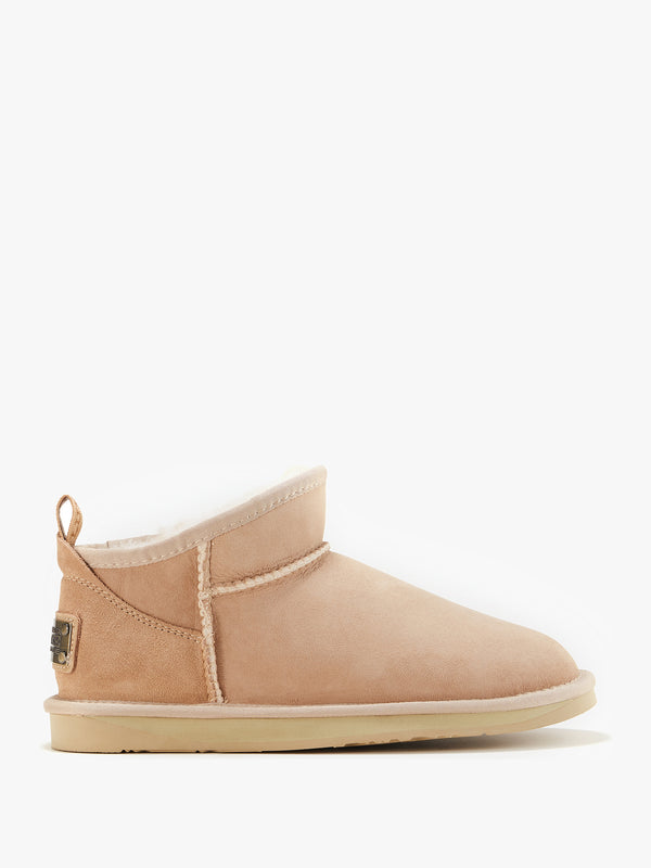 Cosy Ultra Short Beige Double Face Sheepskin Ankle Boots