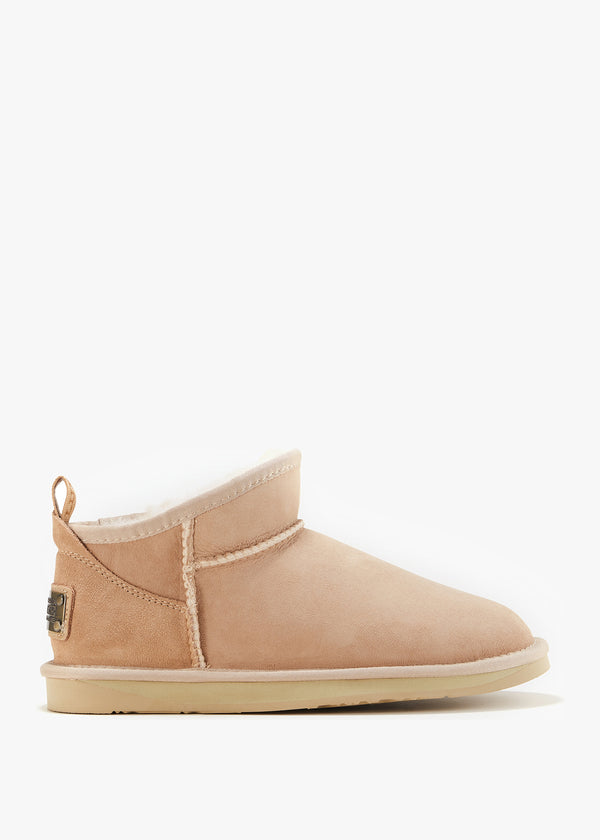Cosy Ultra Short Beige Double Face Sheepskin Ankle Boots