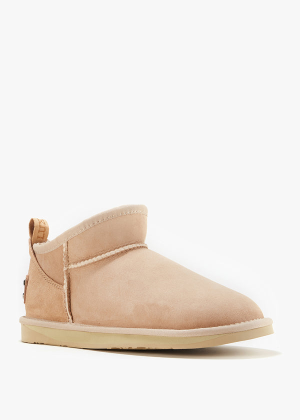 Cosy Ultra Short Beige Double Face Sheepskin Ankle Boots