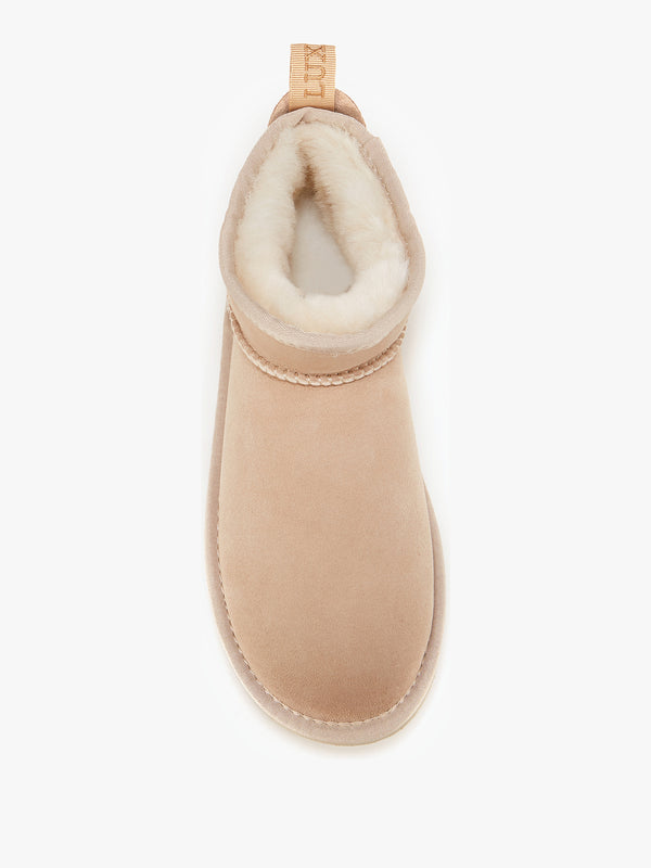 Cosy Ultra Short Beige Double Face Sheepskin Ankle Boots
