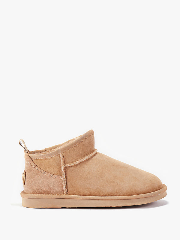 Cosy Ultra Short Beige Shaggy Suede Ankle Boots