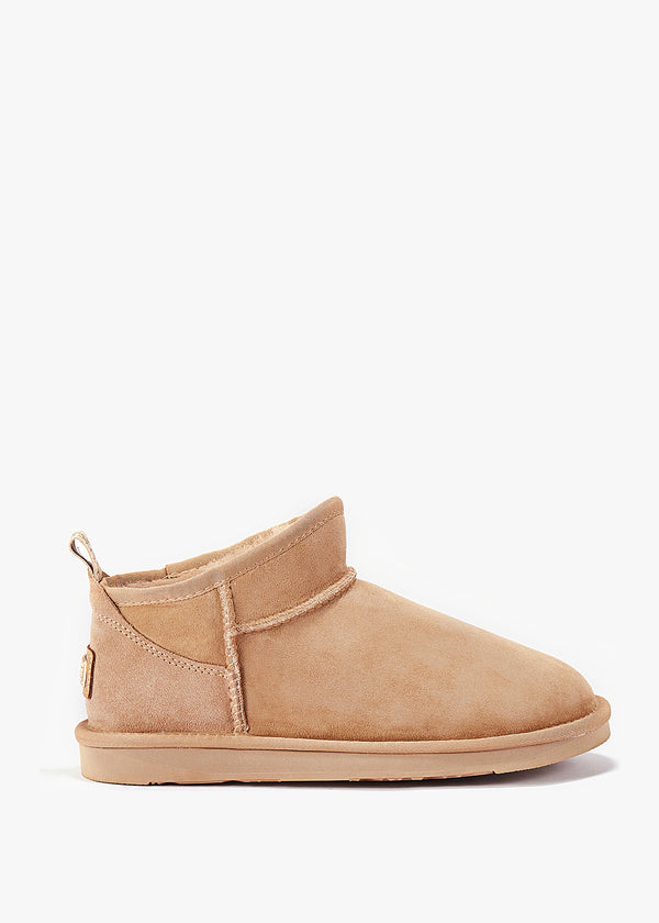 Cosy Ultra Short Beige Shaggy Suede Ankle Boots
