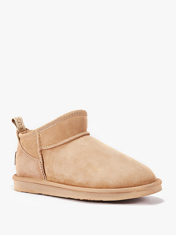 Cosy Ultra Short Beige Shaggy Suede Ankle Boots