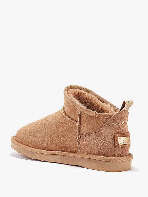 Cosy Ultra Short Beige Shaggy Suede Ankle Boots