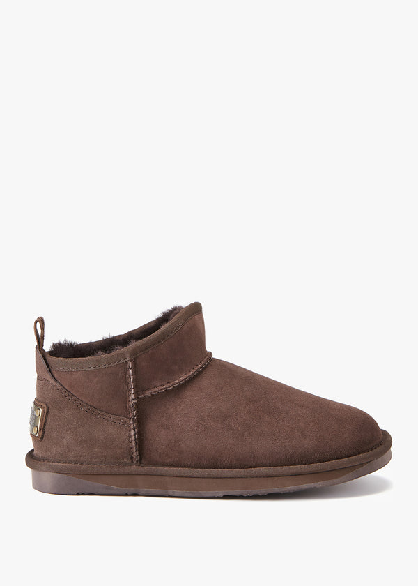 Cosy Ultra Short Brown Double Face Sheepskin Ankle Boots