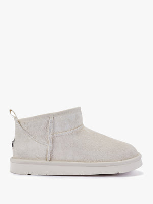 Cosy Ultra Short Cream Shaggy Suede Ankle Boots