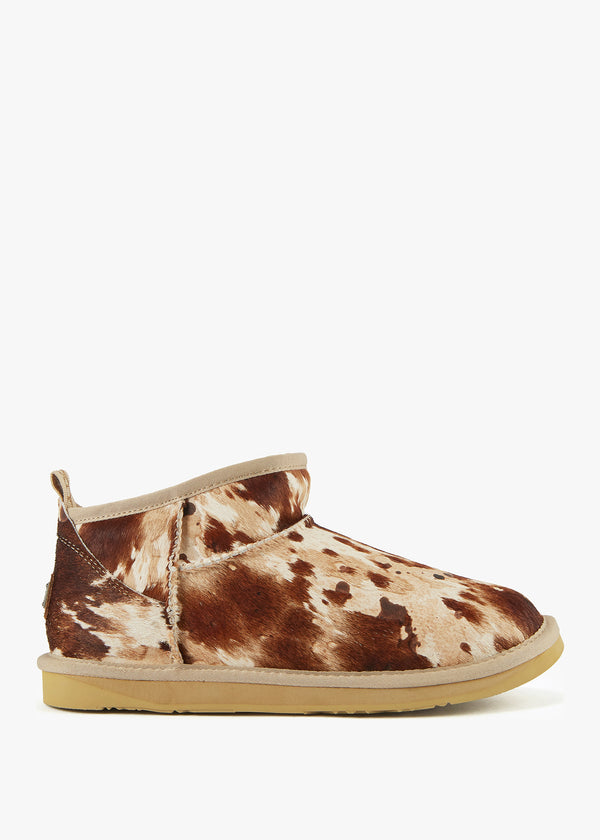 Cosy Ultra Short Splat Pony Hair Ankle Boots