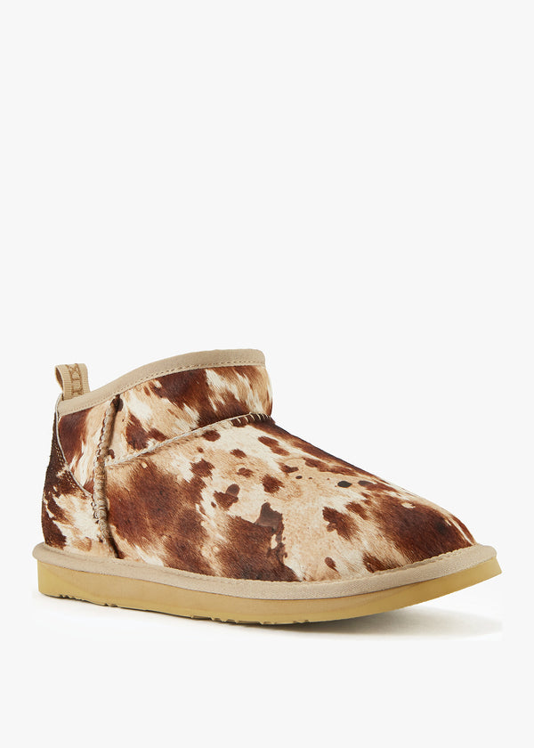 Cosy Ultra Short Splat Pony Hair Ankle Boots