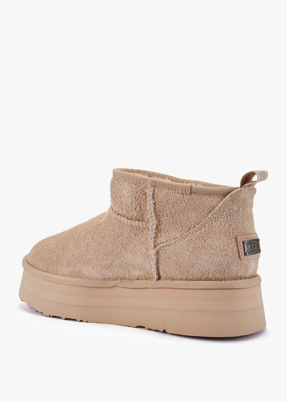 Cosy Beige Shaggy Suede Platform Ankle Boots